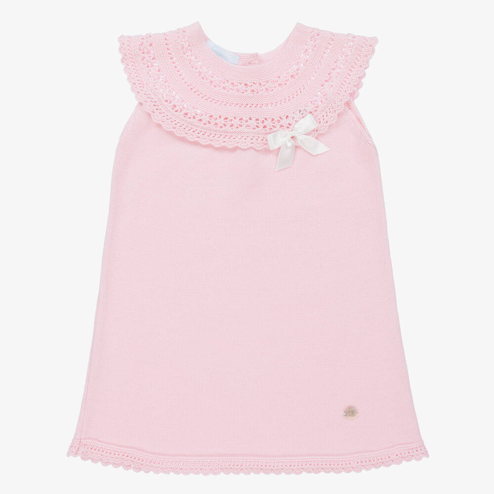 Artesania Granlei Babies' Girls Pink Cotton Knit Dress