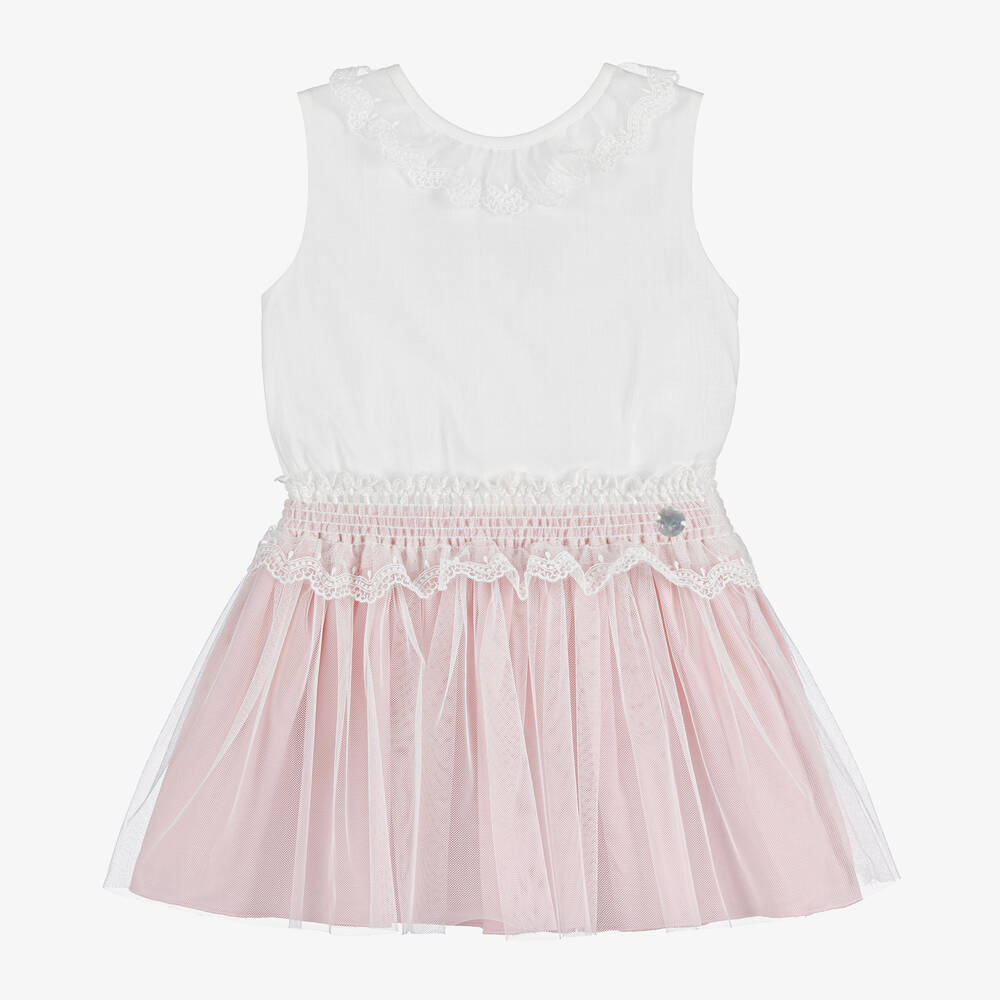 Artesanía Granlei - Girls Pink Cotton & Tulle Skirt Set | Childrensalon