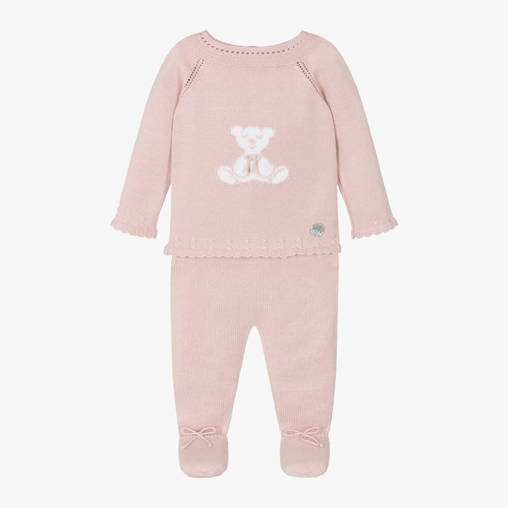 Artesanía Granlei - Girls Pink Knitted 2 Piece Babygrow | Childrensalon