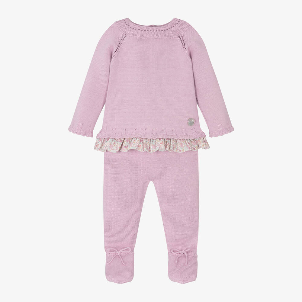 Artesanía Granlei - Girls Pink Knitted 2 Piece Babygrow | Childrensalon