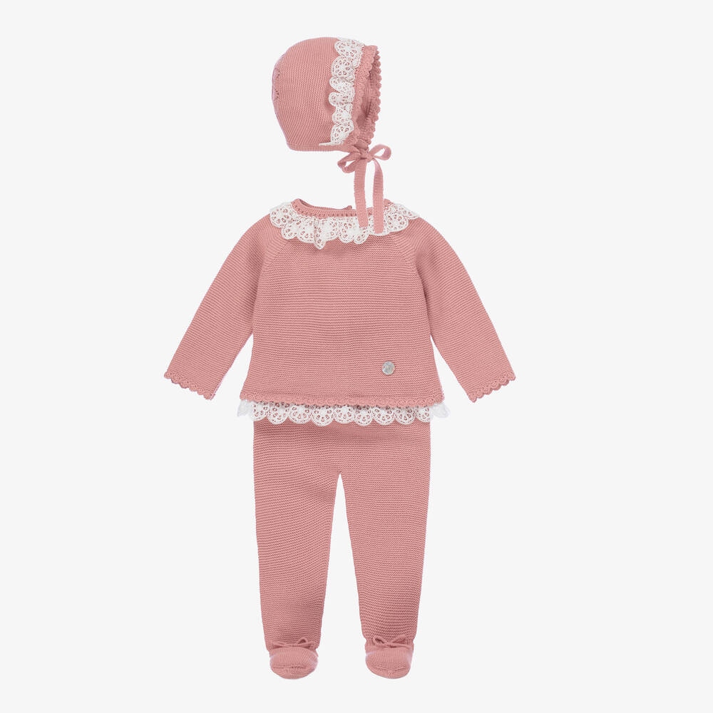 Artesania Granlei Girls Pink Knitted 2 Piece Babygrow Set