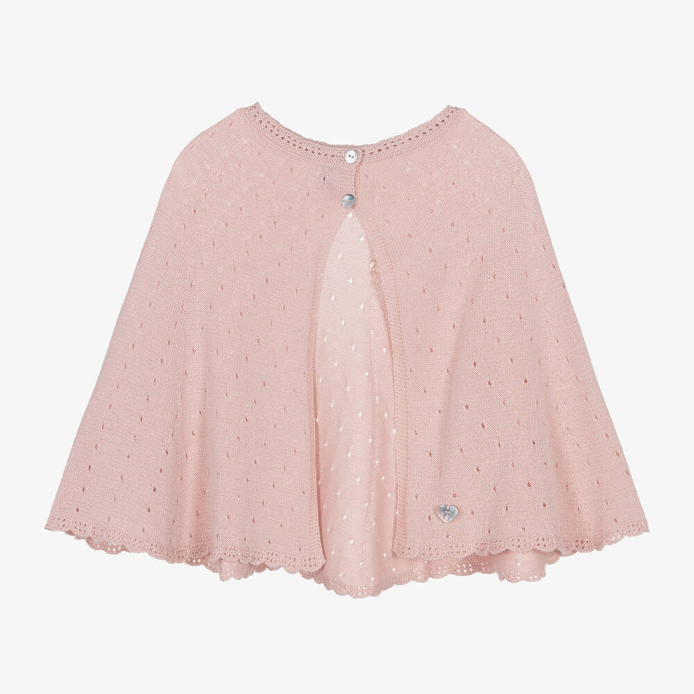 Artesanía Granlei - Girls Pink Knitted Cape | Childrensalon