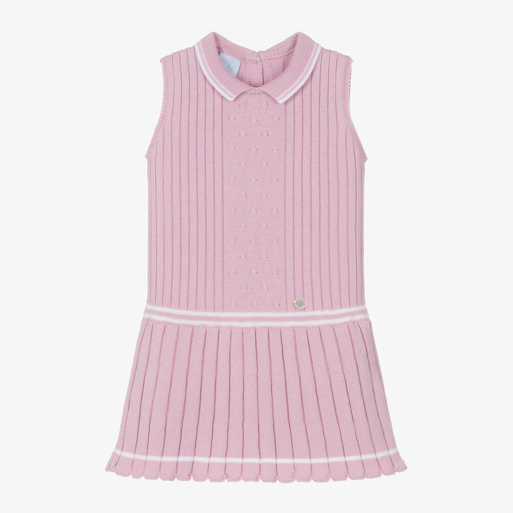 Artesanía Granlei - Girls Pink Ribbed Knit Dress | Childrensalon