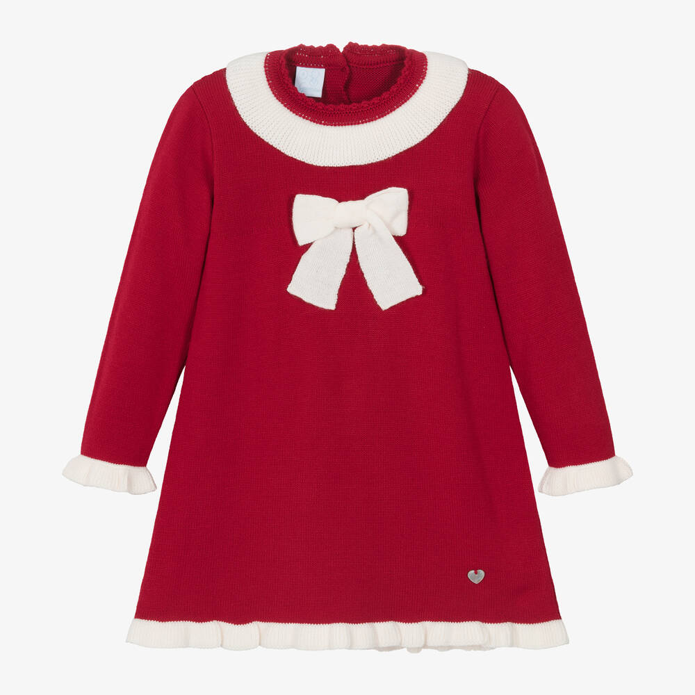 Artesanía Granlei - Girls Red Knitted Bow Dress | Childrensalon