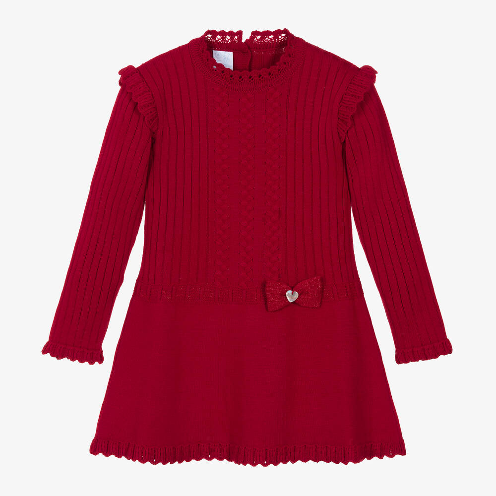 Artesanía Granlei - Girls Red Knitted Dress | Childrensalon