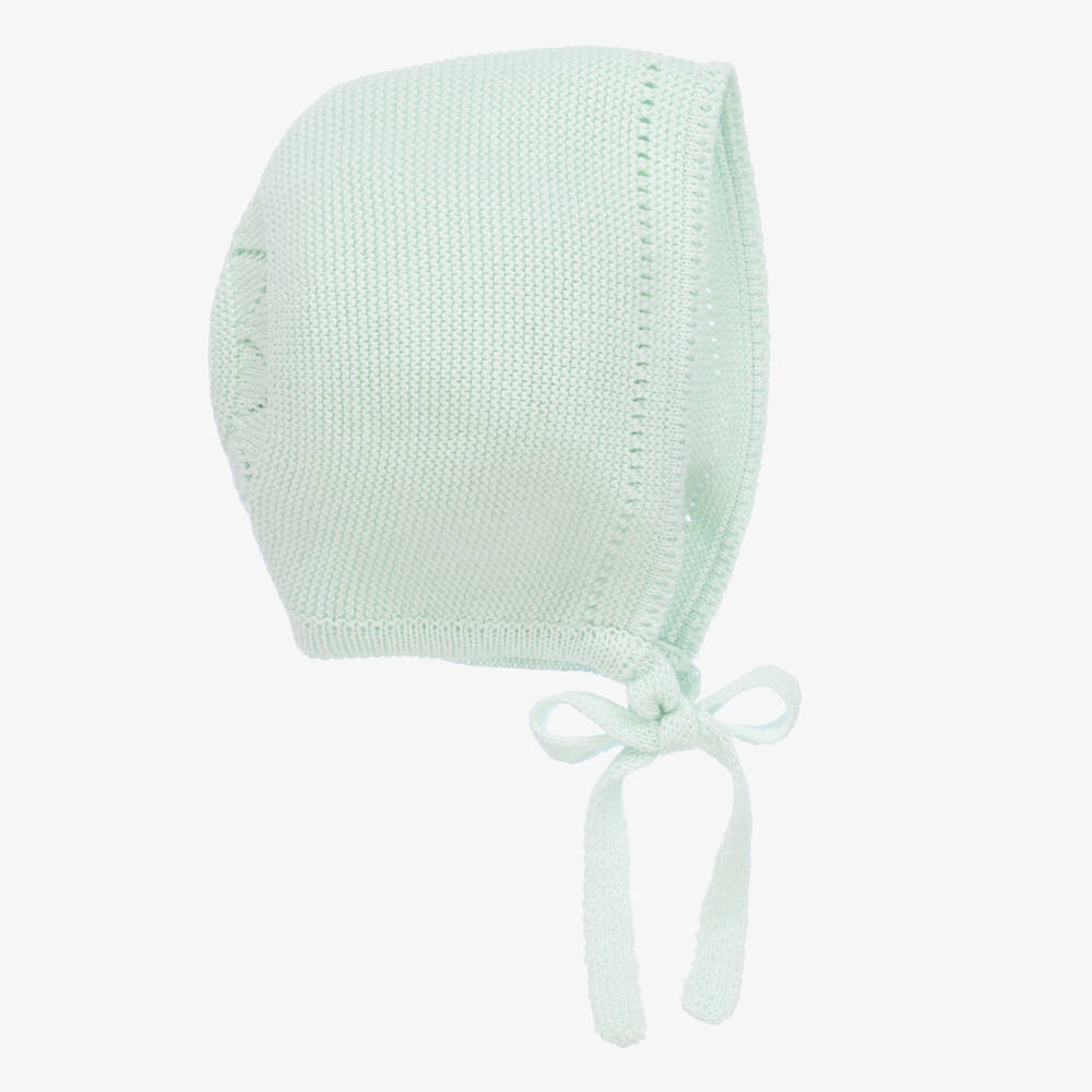 Artesanía Granlei - Green Knitted Baby Bonnet | Childrensalon