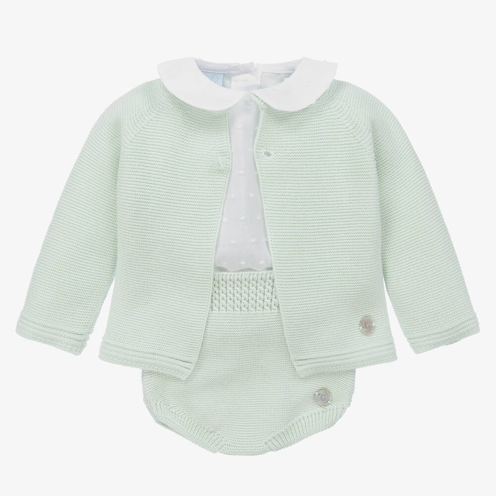 Artesania Granlei Green Knitted Baby Shorts Set
