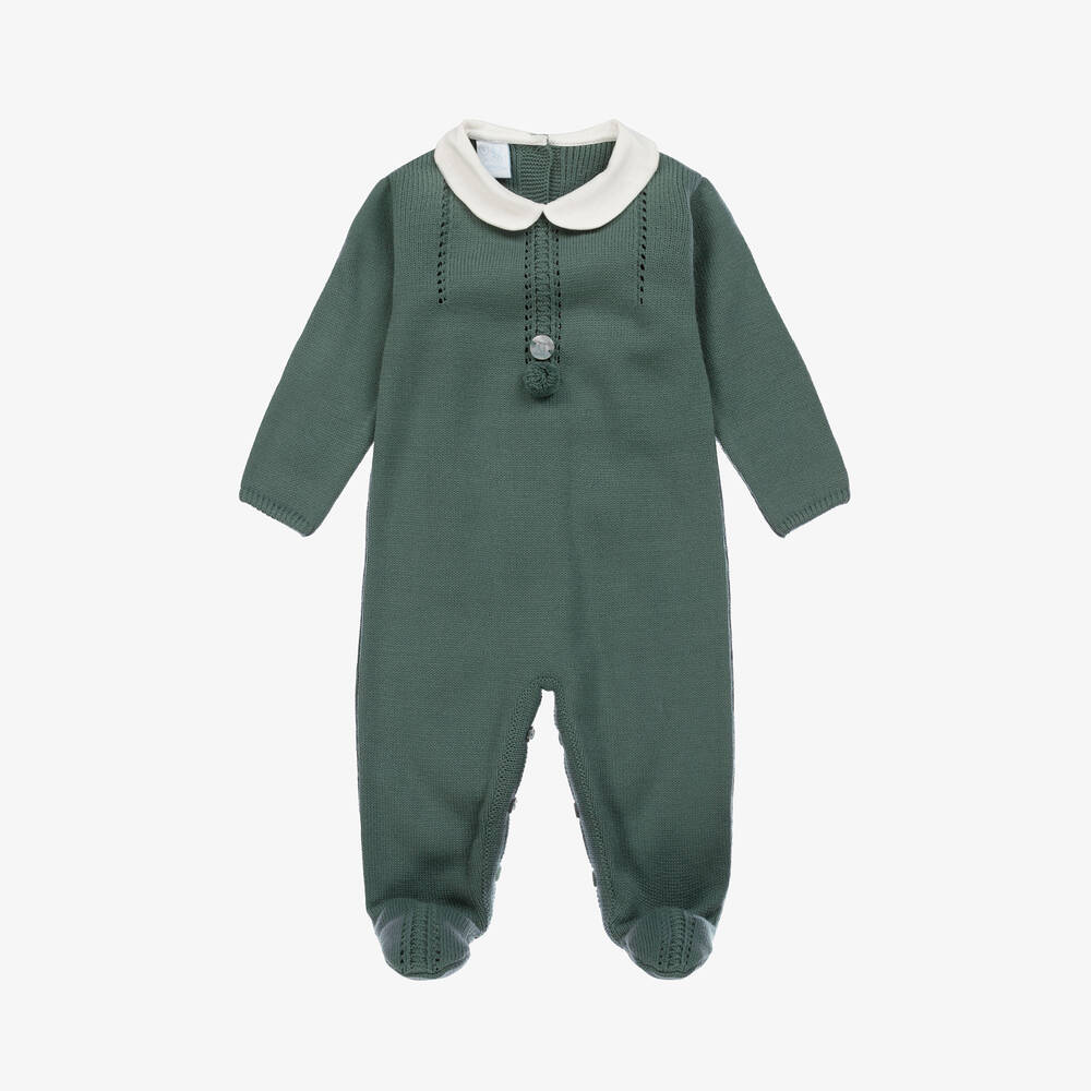 Artesania Granlei Green Knitted Pom-pom Babygrow