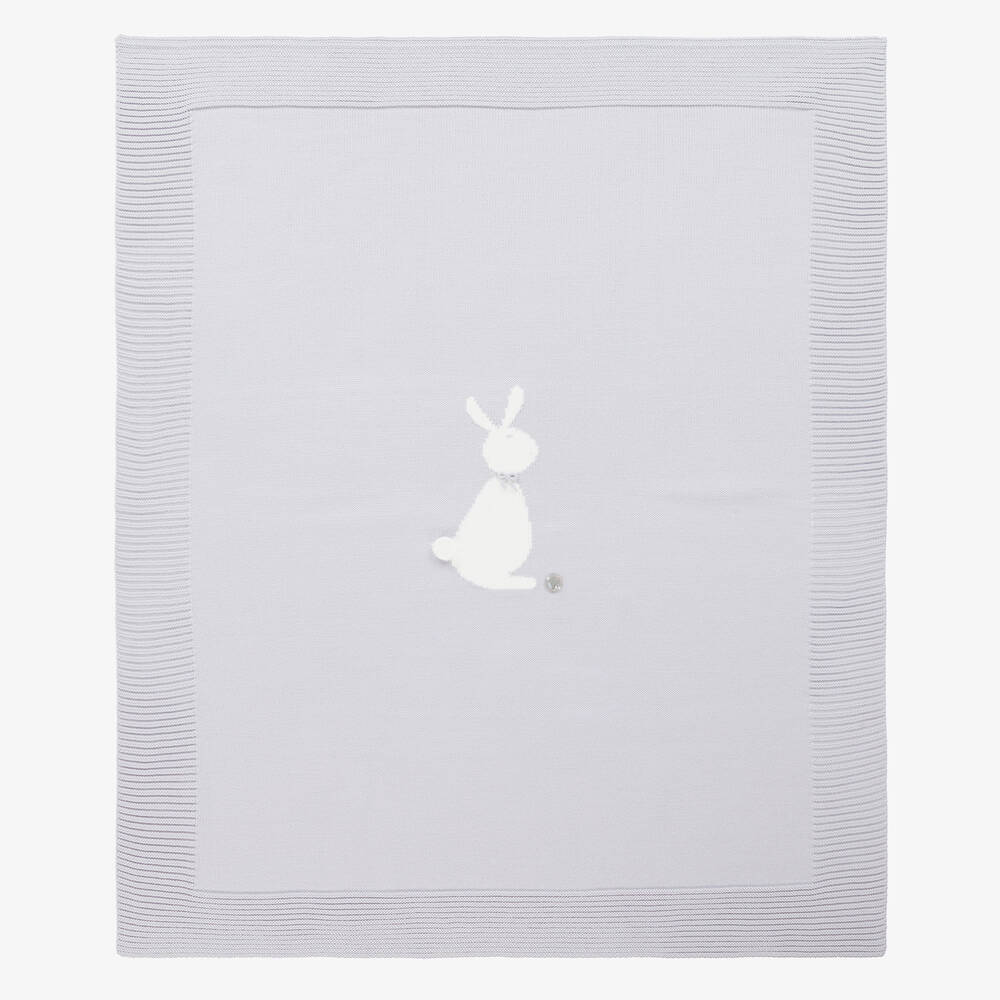 Artesanía Granlei - Голубое трикотажное одеяло с кроликом (86см) | Childrensalon