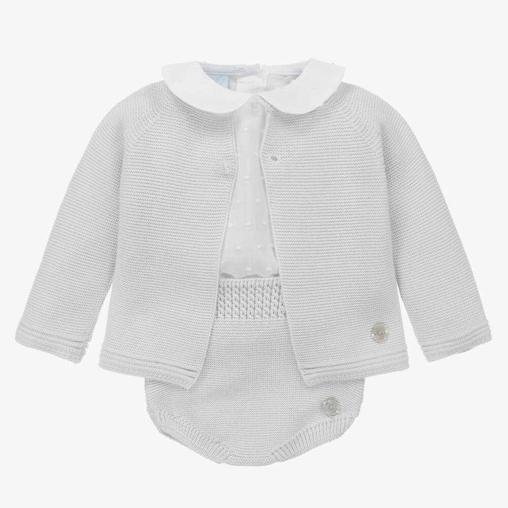 Artesania Granlei Grey Knitted Baby Shorts Set