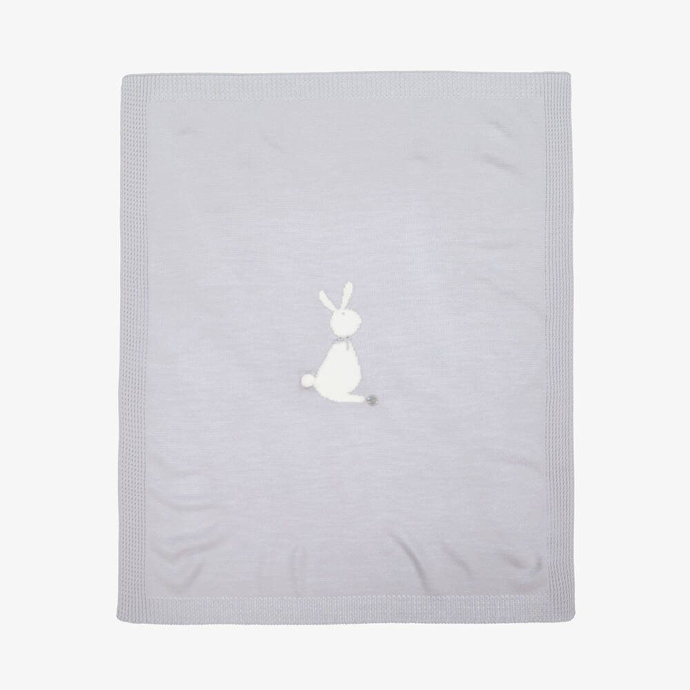 Artesania Granlei Grey Knitted Bunny Blanket (84cm) In Gray