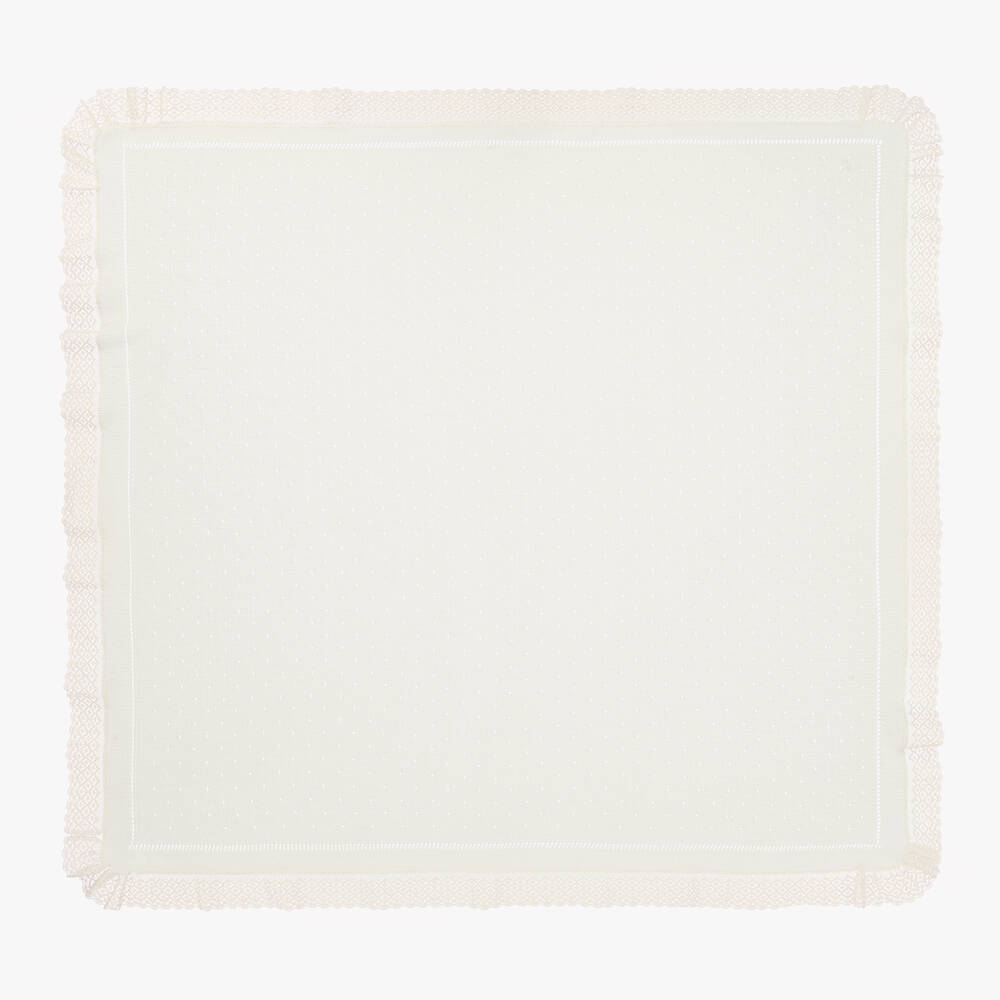Artesanía Granlei - Кремовое трикотажное одеяло с гипюровым кружевом (106см) | Childrensalon