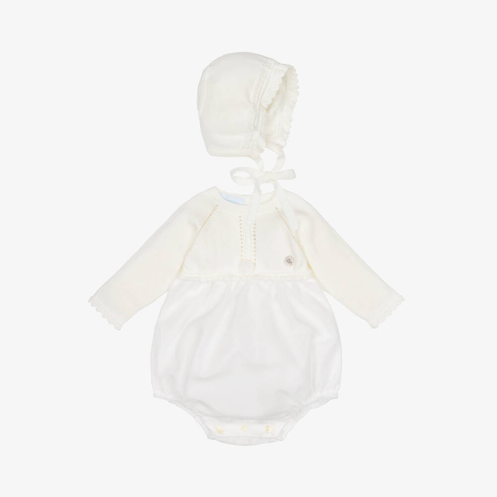Artesanía Granlei - Ivory Knit & Tulle Babysuit Set | Childrensalon