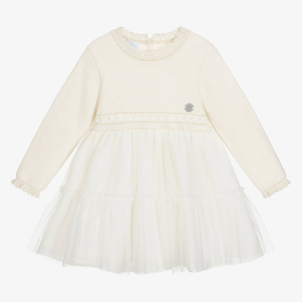 Artesanía Granlei - Ivory Knit & Tulle Dress | Childrensalon