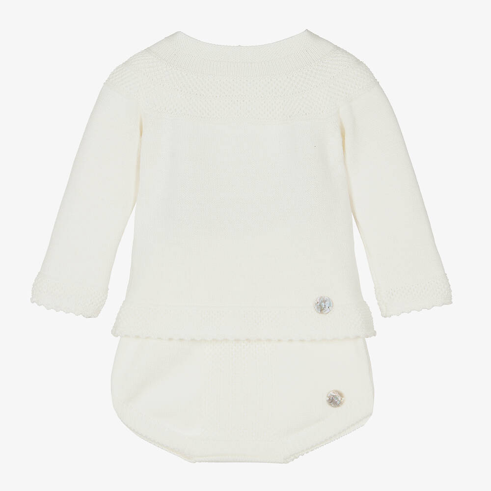 Artesanía Granlei - Ivory Knitted Baby Shorts Set | Childrensalon