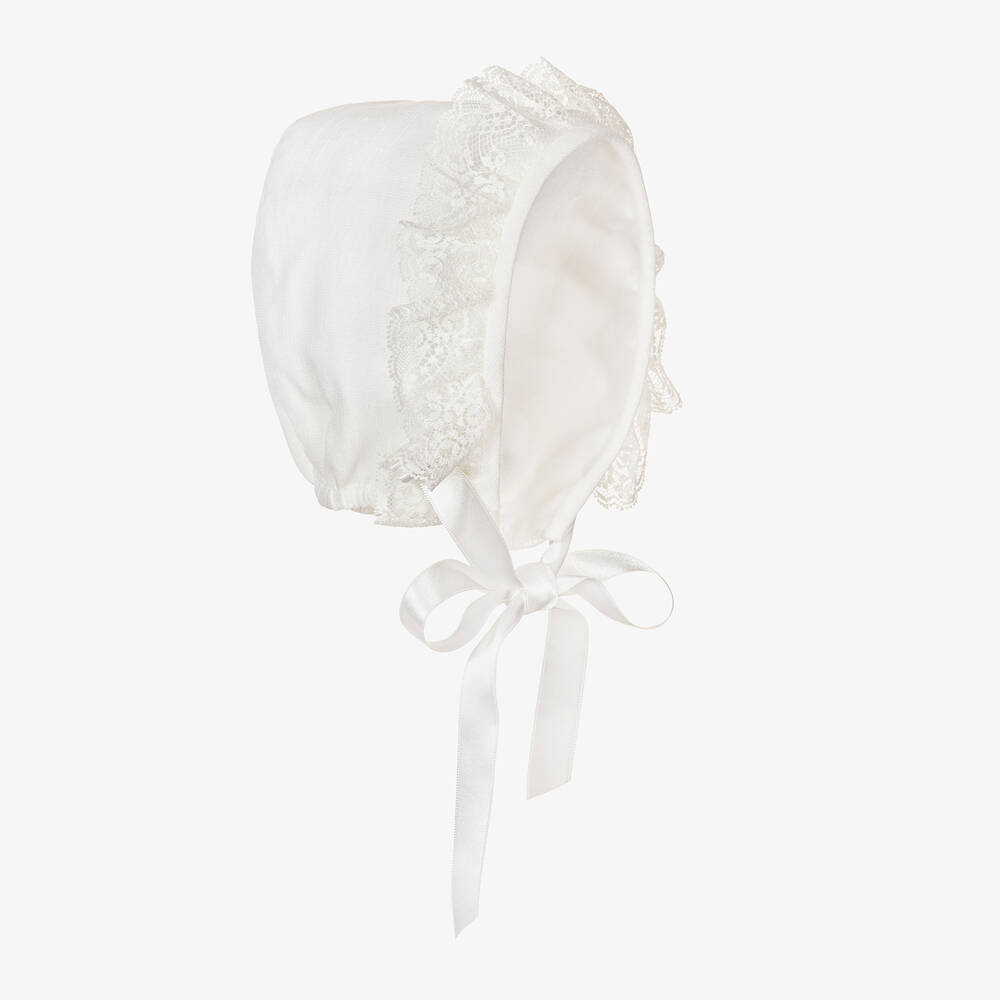 Artesanía Granlei - Ivory Lace Baby Bonnet | Childrensalon