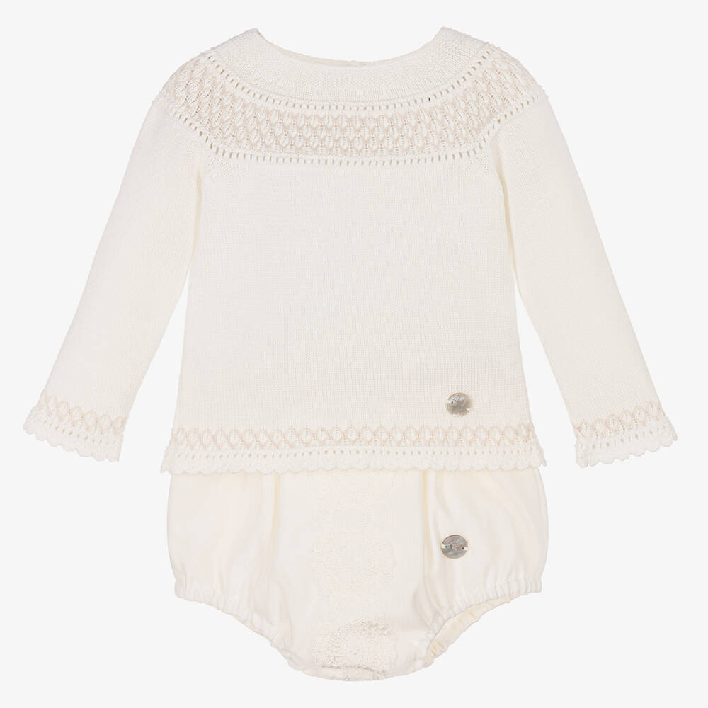 Artesania Granlei Ivory Lace Baby Shorts Set