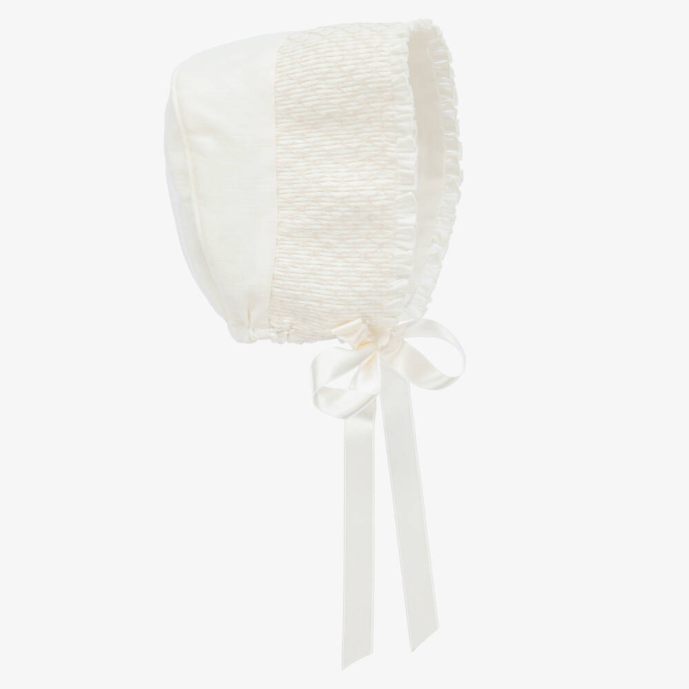 Artesanía Granlei - Ivory Smocked Baby Bonnet | Childrensalon