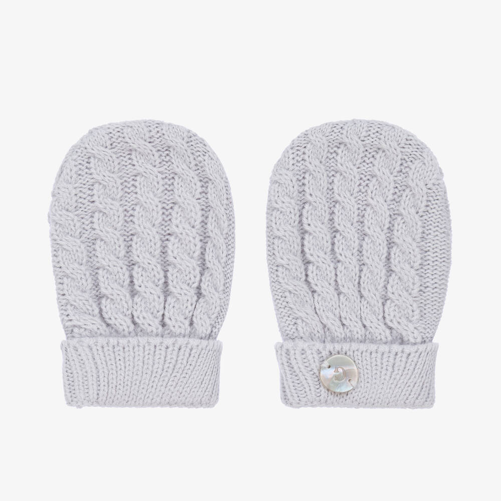 Artesanía Granlei - Light Grey Knitted Mittens | Childrensalon