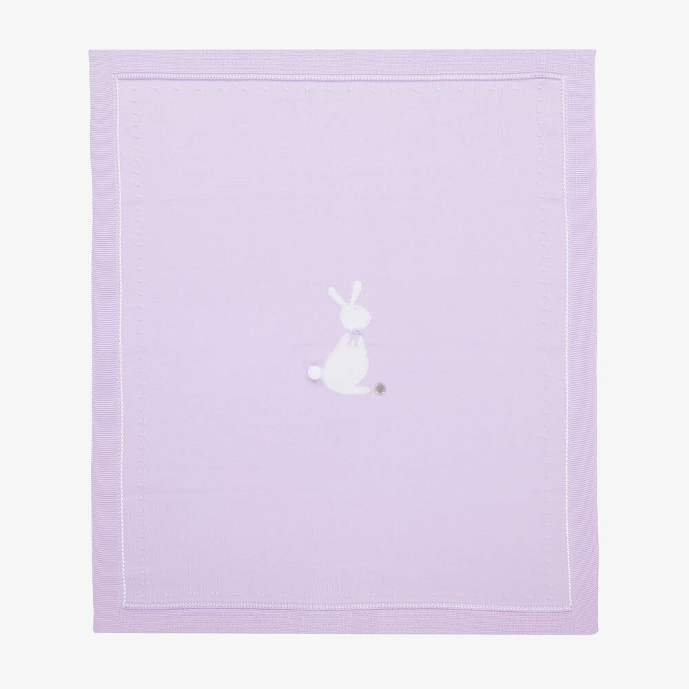 Artesanía Granlei - Purple Cotton Knit Bunny Blanket (82cm) | Childrensalon