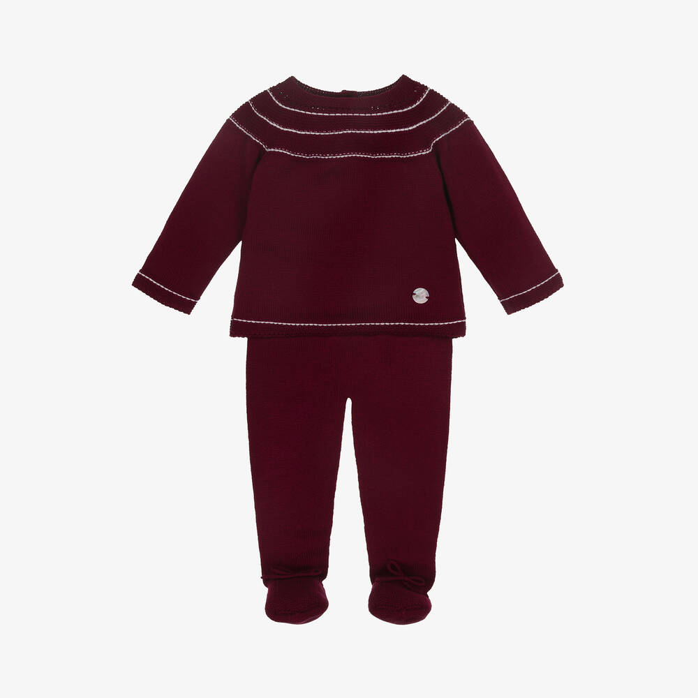 Artesanía Granlei - Red Knitted 2 Piece Babygrow | Childrensalon