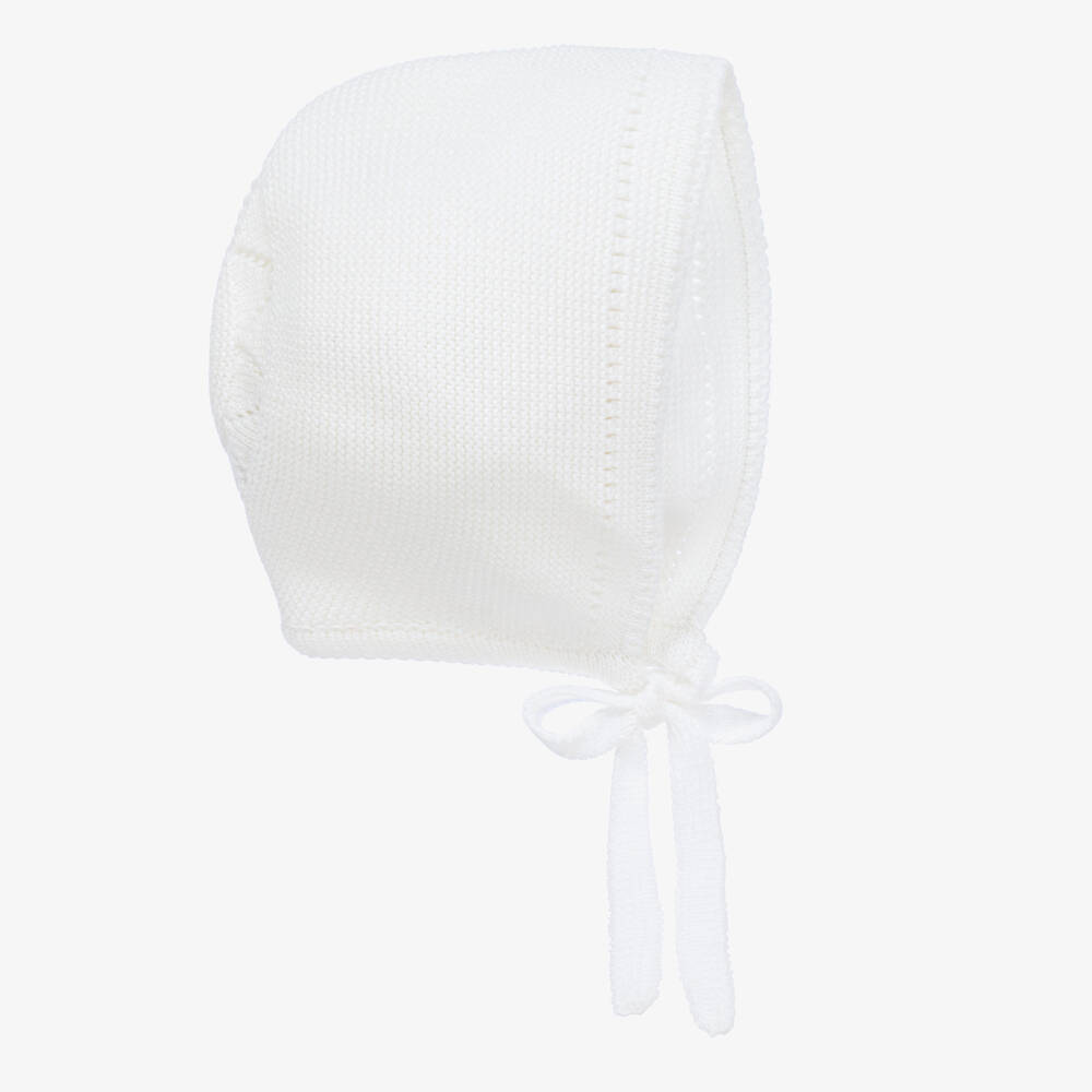 Artesanía Granlei - White Knitted Baby Bonnet | Childrensalon