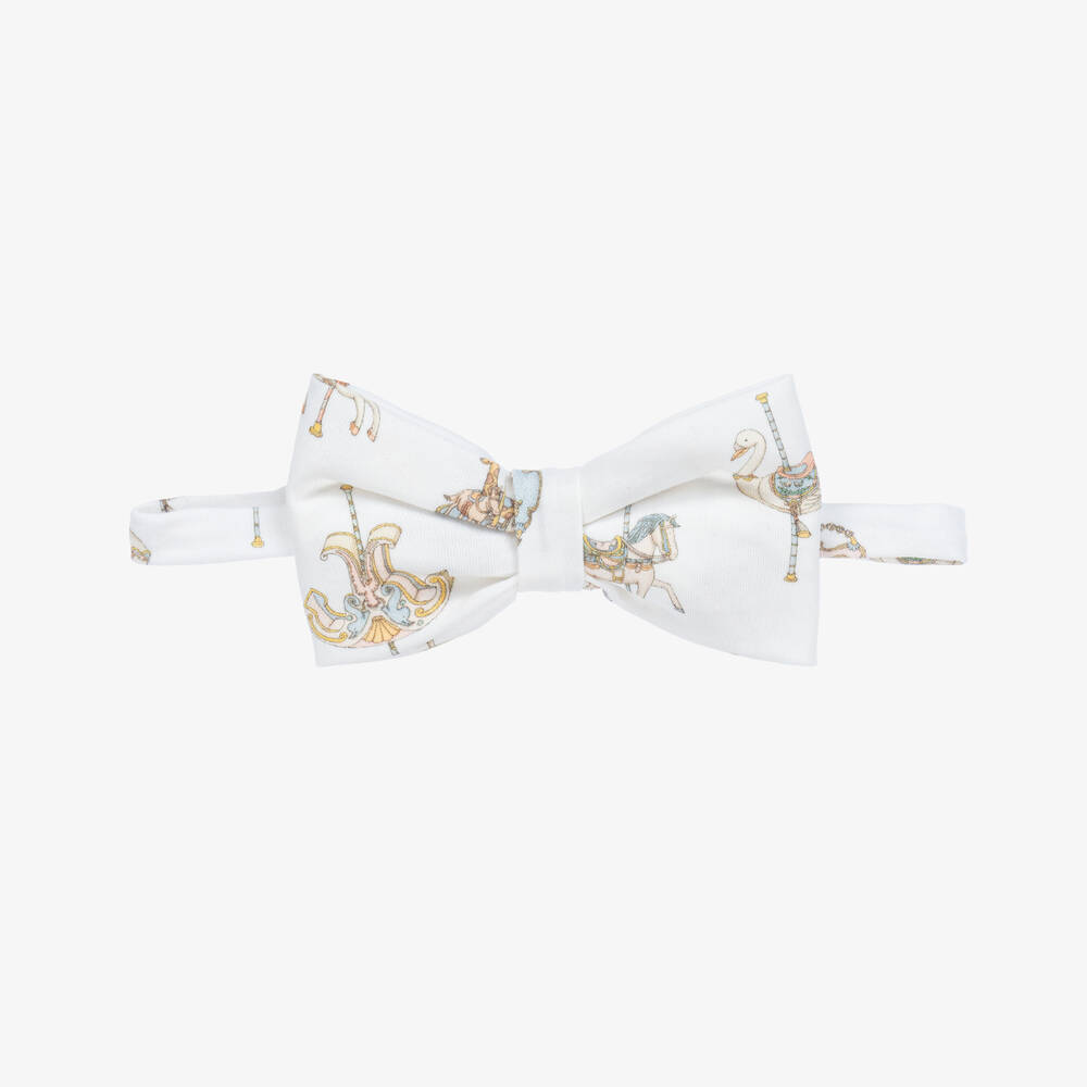 Atelier Choux Paris - Girls White Carousel Print Cotton Headband | Childrensalon