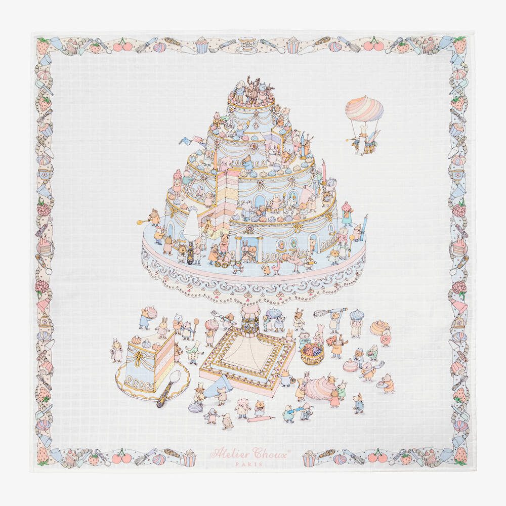 Atelier Choux Paris - Ivory Cake Organic Cotton Swaddle (99cm) | Childrensalon