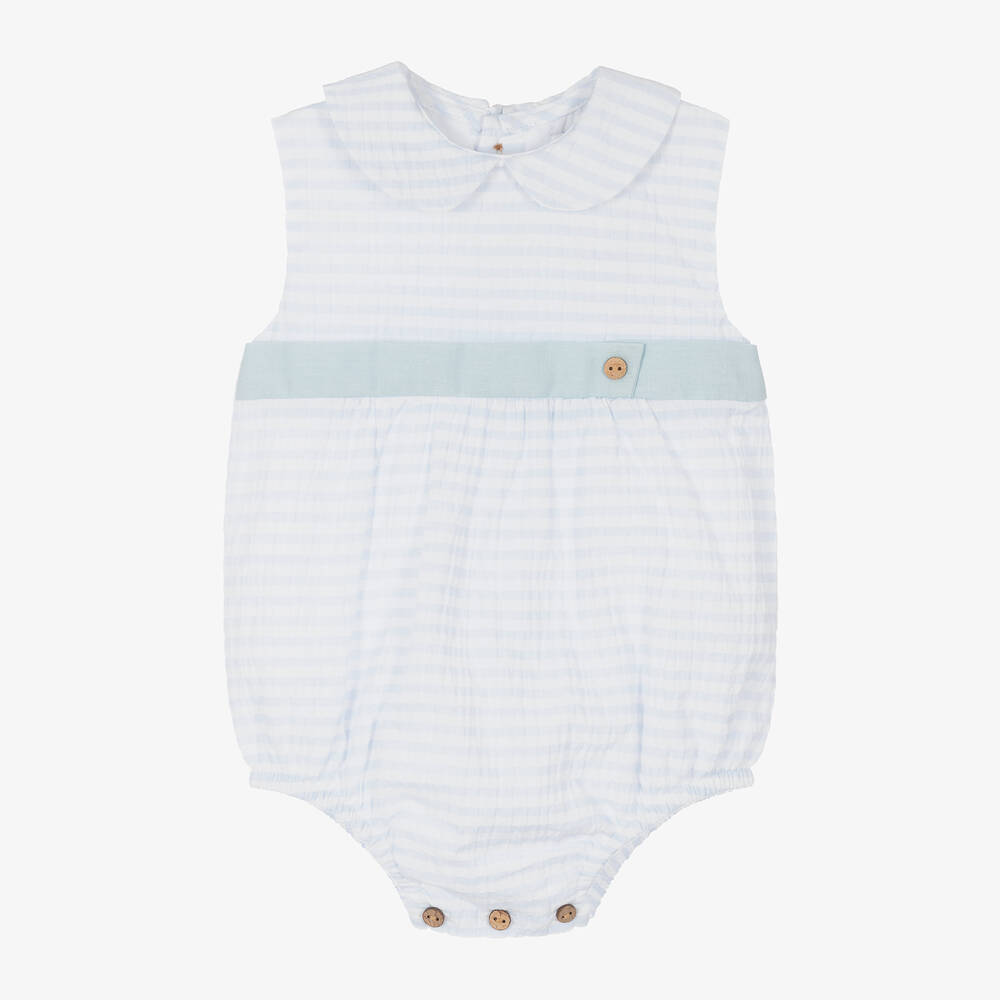 Babidu - Baby Boys Blue Cotton Striped Shortie | Childrensalon