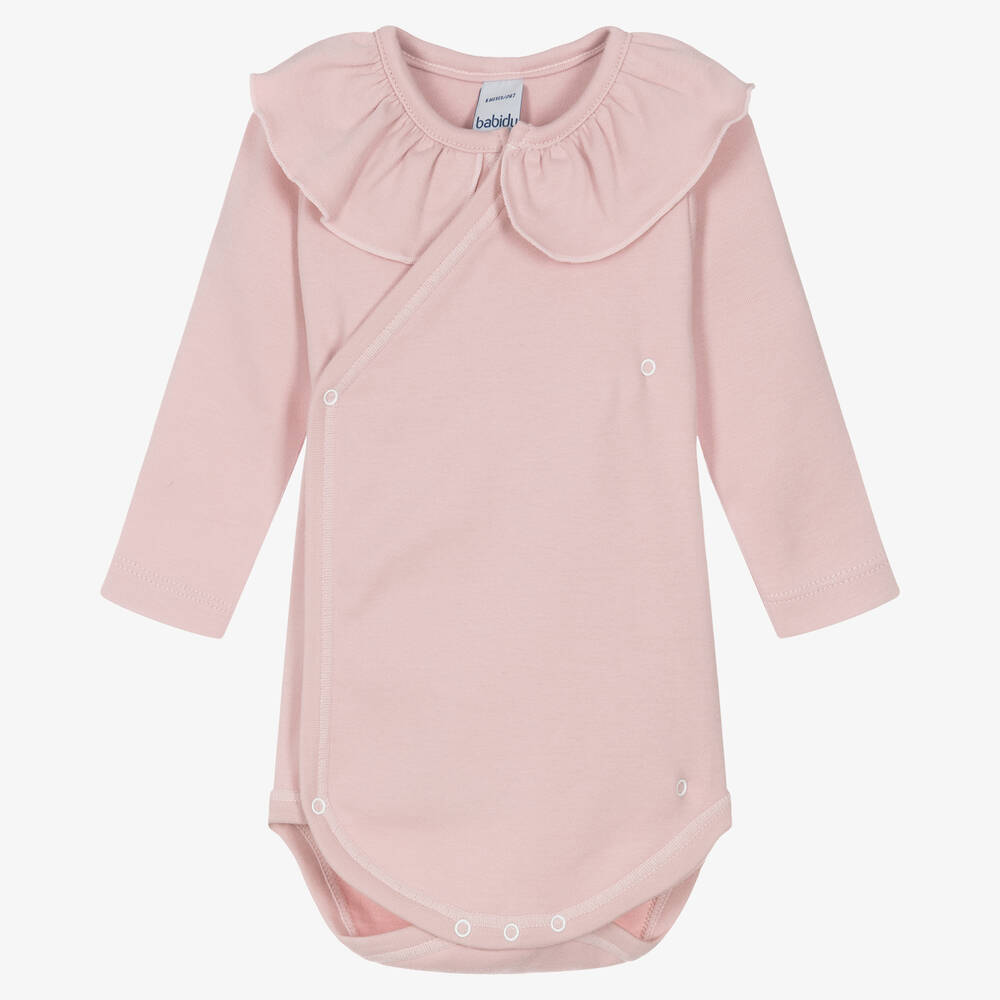Babidu - Baby Girls Pink Cotton Bodysuit | Childrensalon