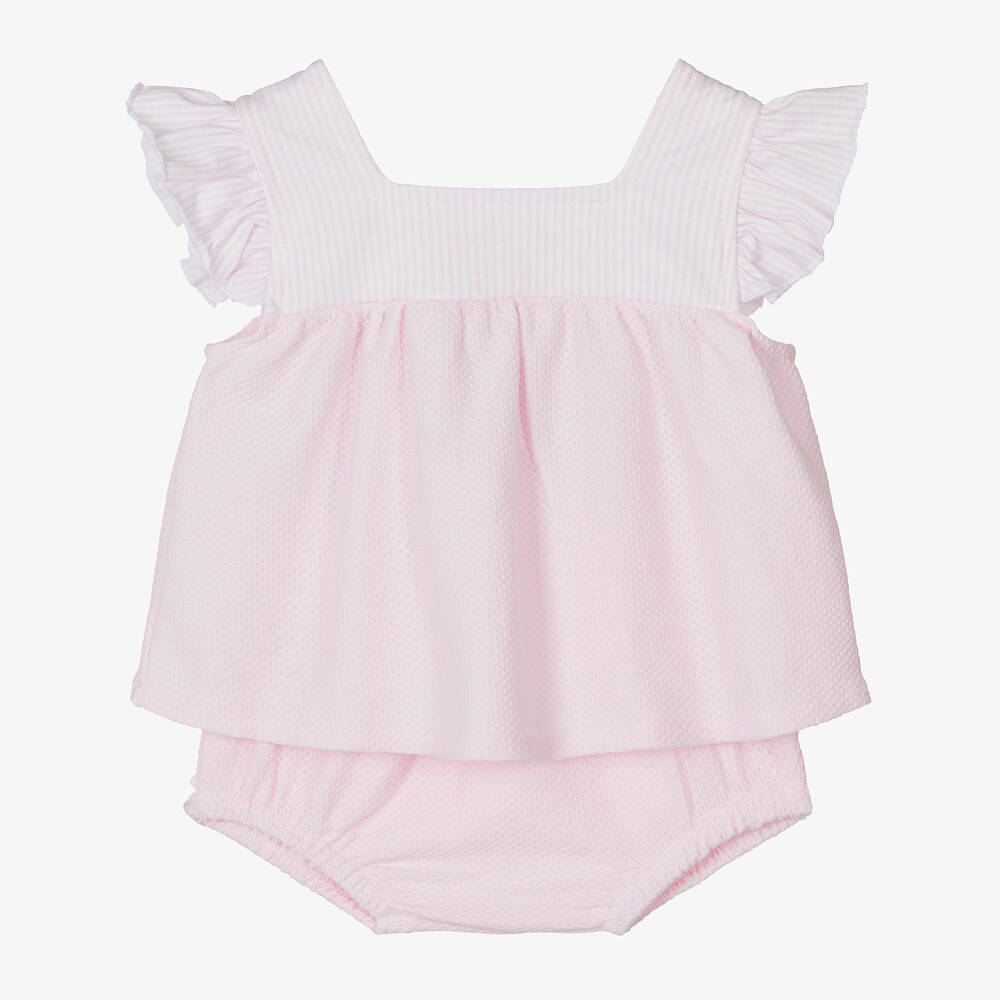 Babidu - Baby Girls Pink Cotton Shorts Set | Childrensalon