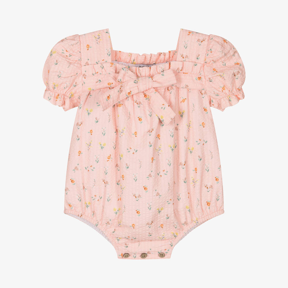Babidu - Baby Girls Pink Floral Cotton Shortie | Childrensalon
