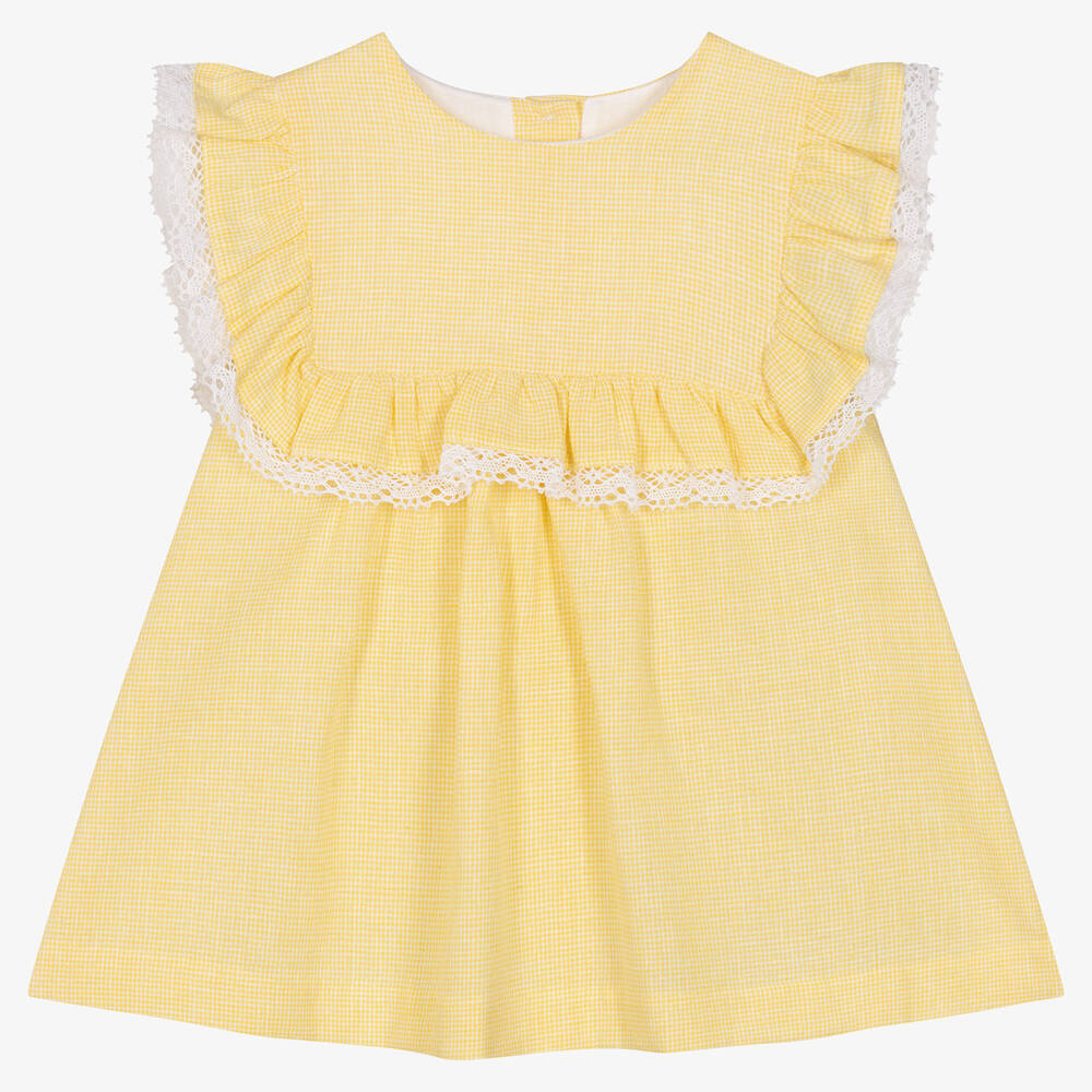 Babidu Baby Girls Yellow Cotton Dress