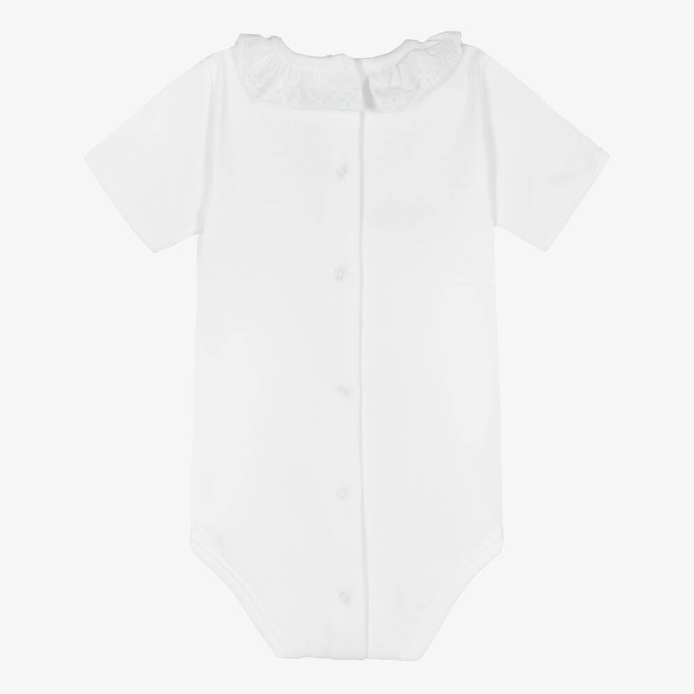 Babidu - Baby White & Blue Bodysuit | Childrensalon