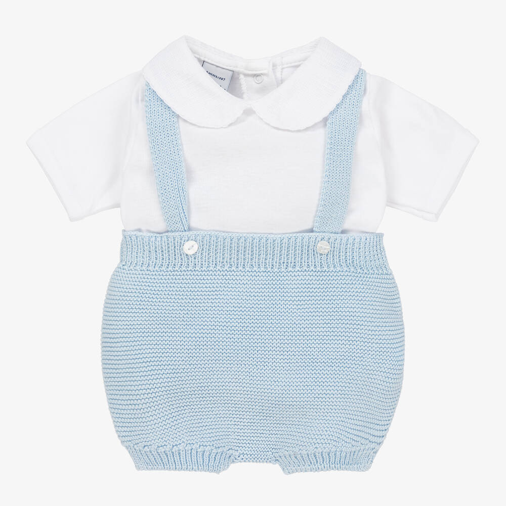 Babidu Baby White & Blue Shorts Set
