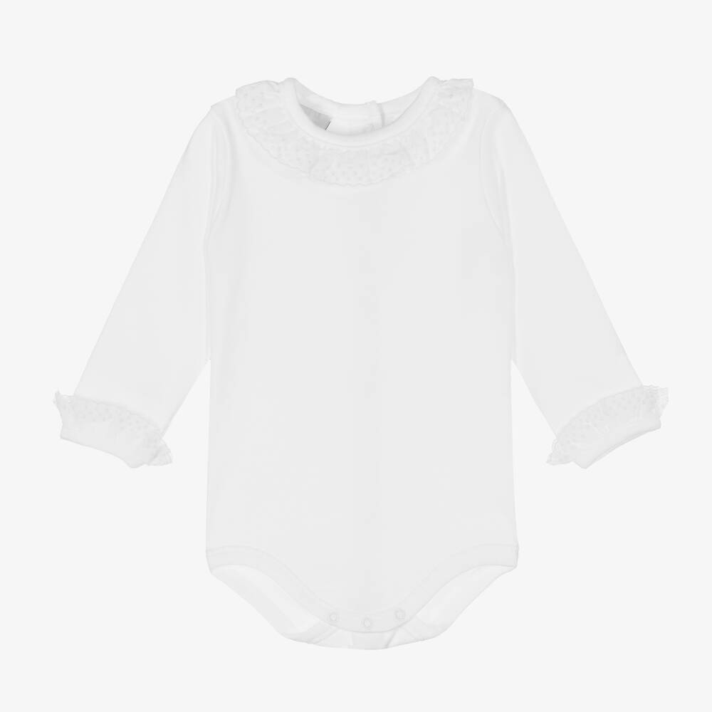 Babidu - Baby White Cotton Bodysuit | Childrensalon