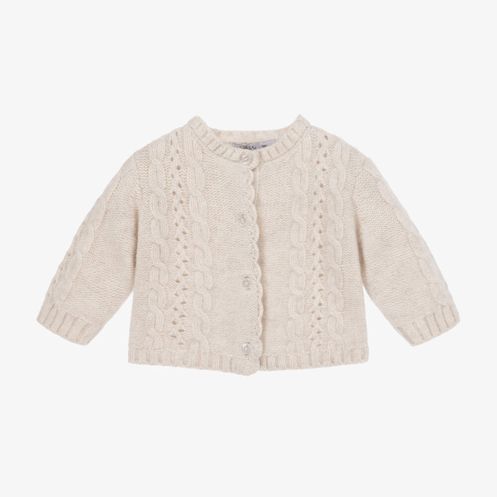 Babidu - Beige Cable Knit Cardigan | Childrensalon