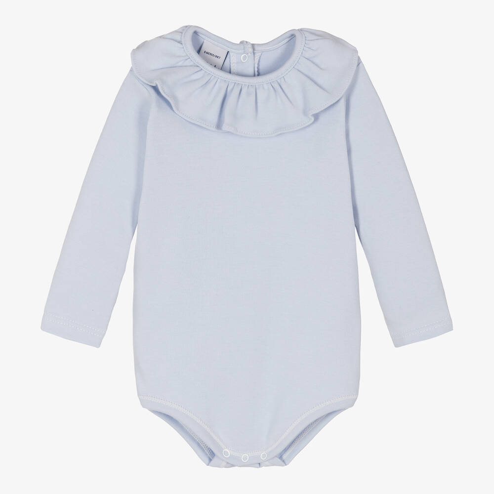 Babidu - Blue Cotton Baby Bodysuit | Childrensalon