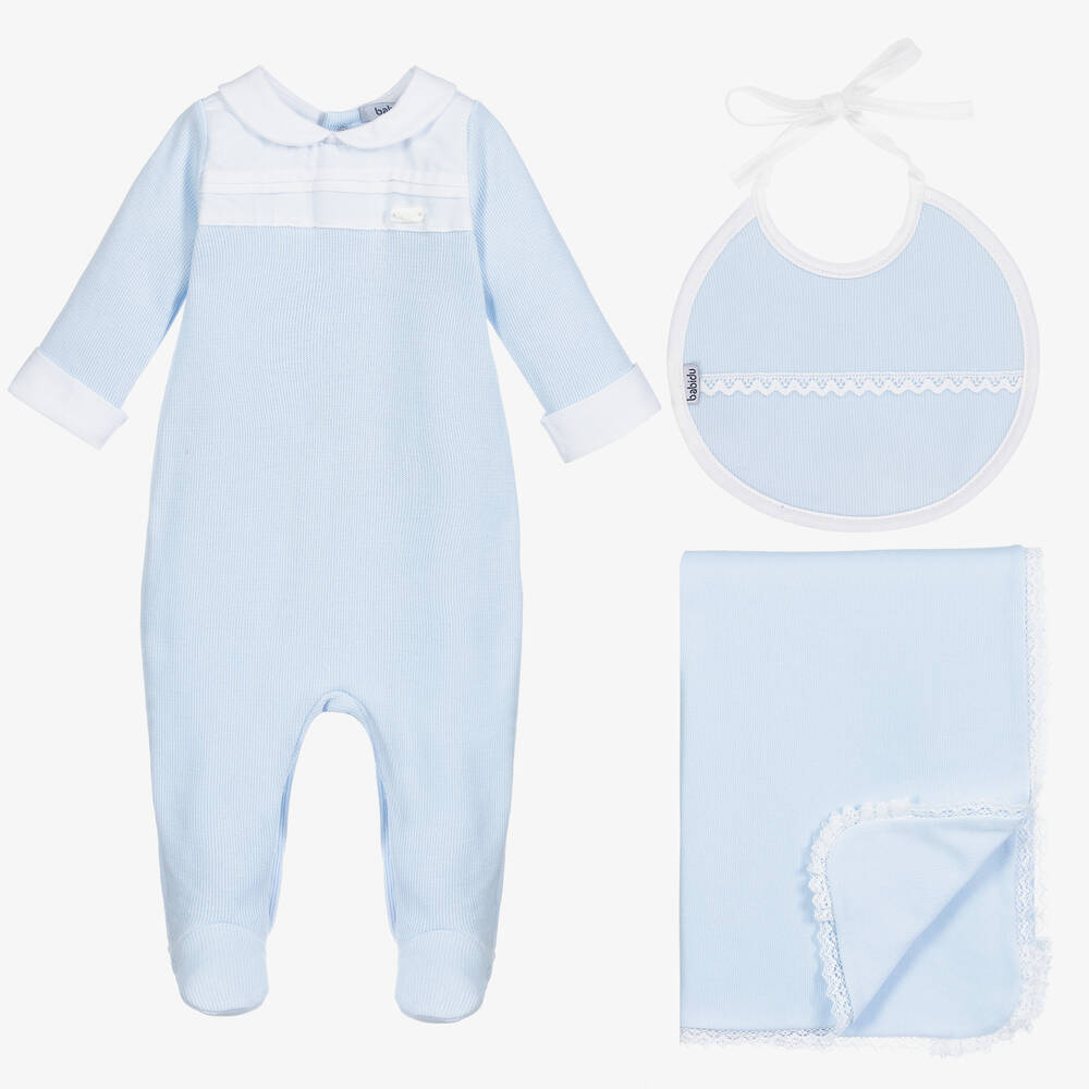 Babidu - Ensemble combinaison bébé bleu en coton | Childrensalon