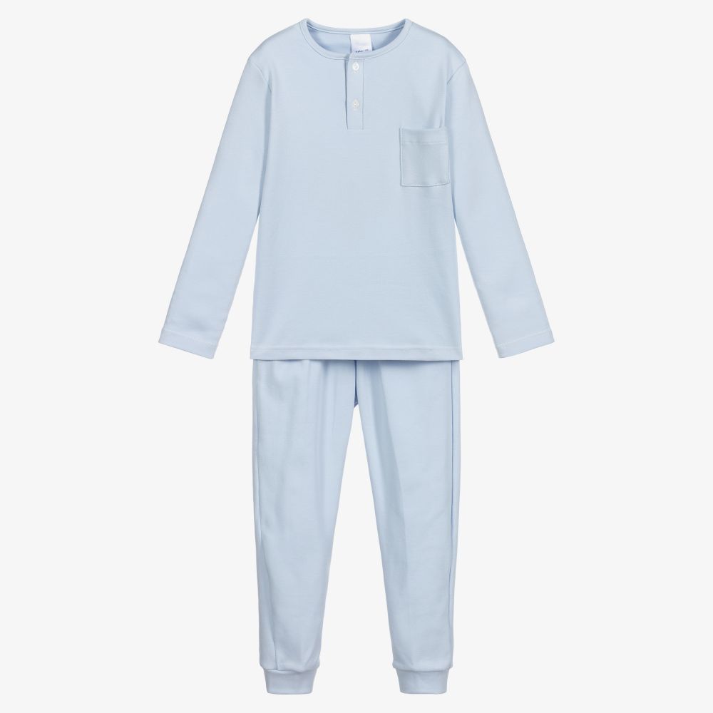 Babidu - Blue Cotton Jersey Pyjamas | Childrensalon
