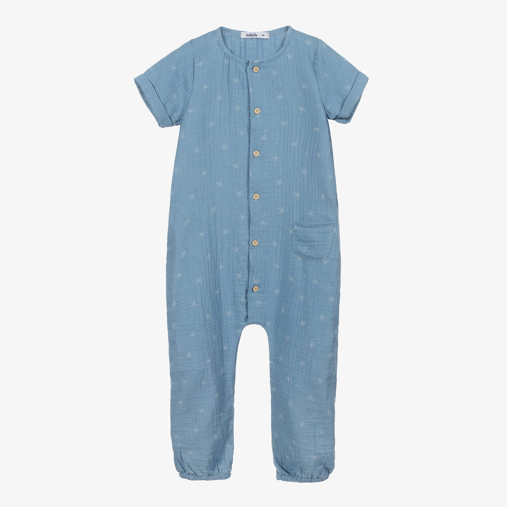 Babidu Babies' Blue Cotton Jumpsuit