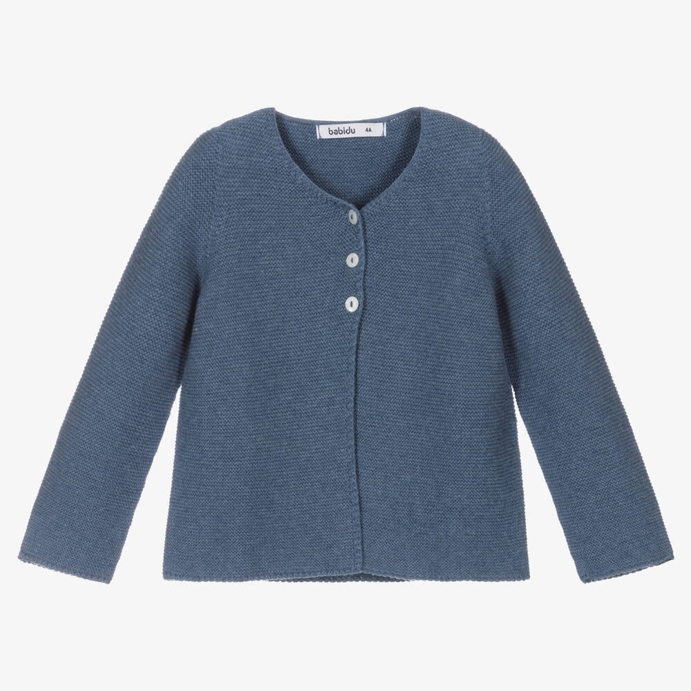Babidu - Blue Cotton Knit Cardigan | Childrensalon