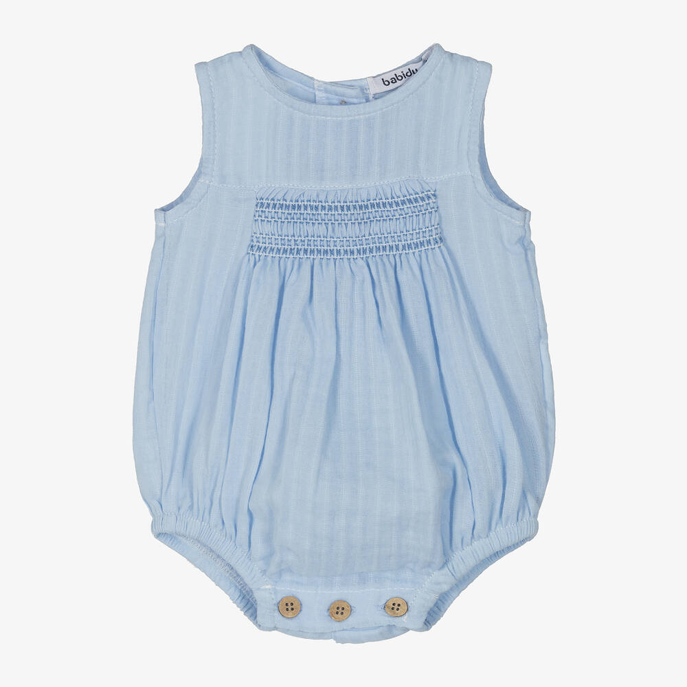 Babidu - Blue Shirred Cotton Shortie | Childrensalon