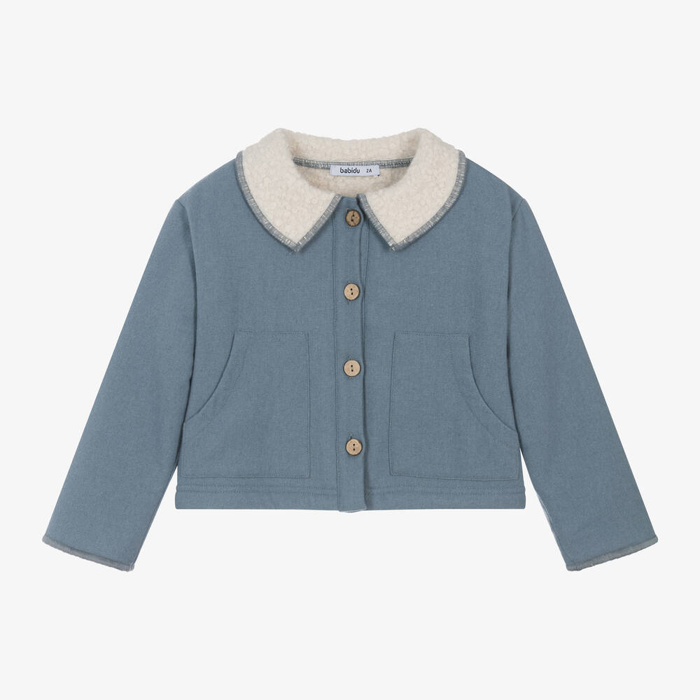 Babidu - Boys Blue Bouclé Lined Jacket | Childrensalon