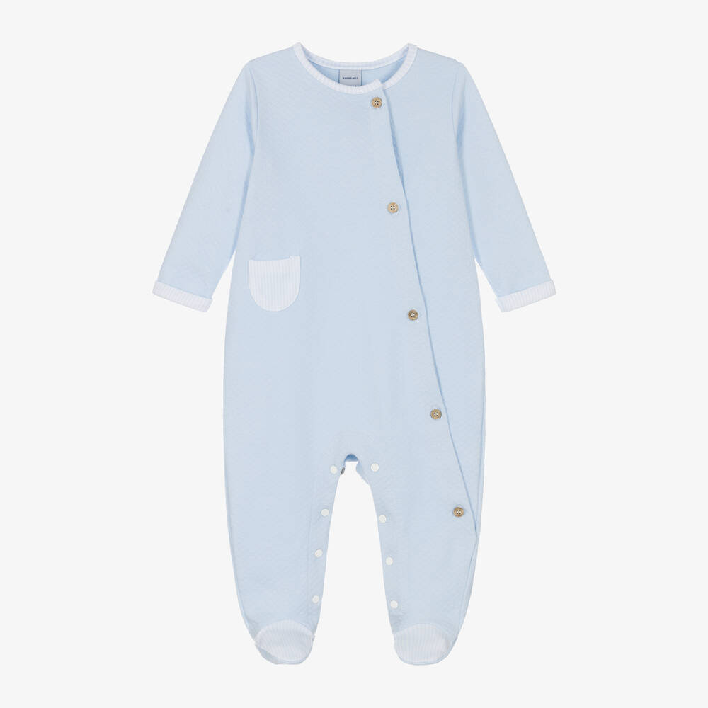 Babidu - Boys Blue Cotton Babygrow | Childrensalon