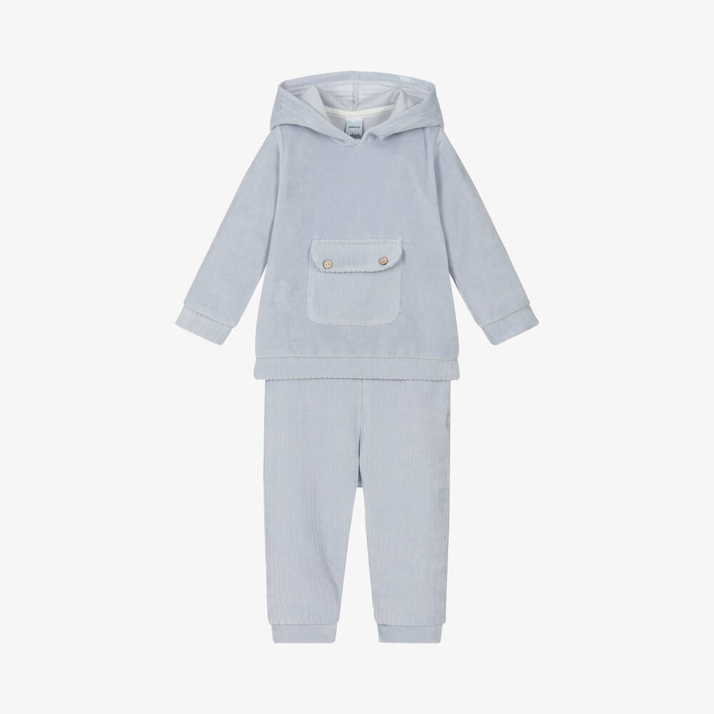 Babidu - Boys Blue Velour Tracksuit | Childrensalon