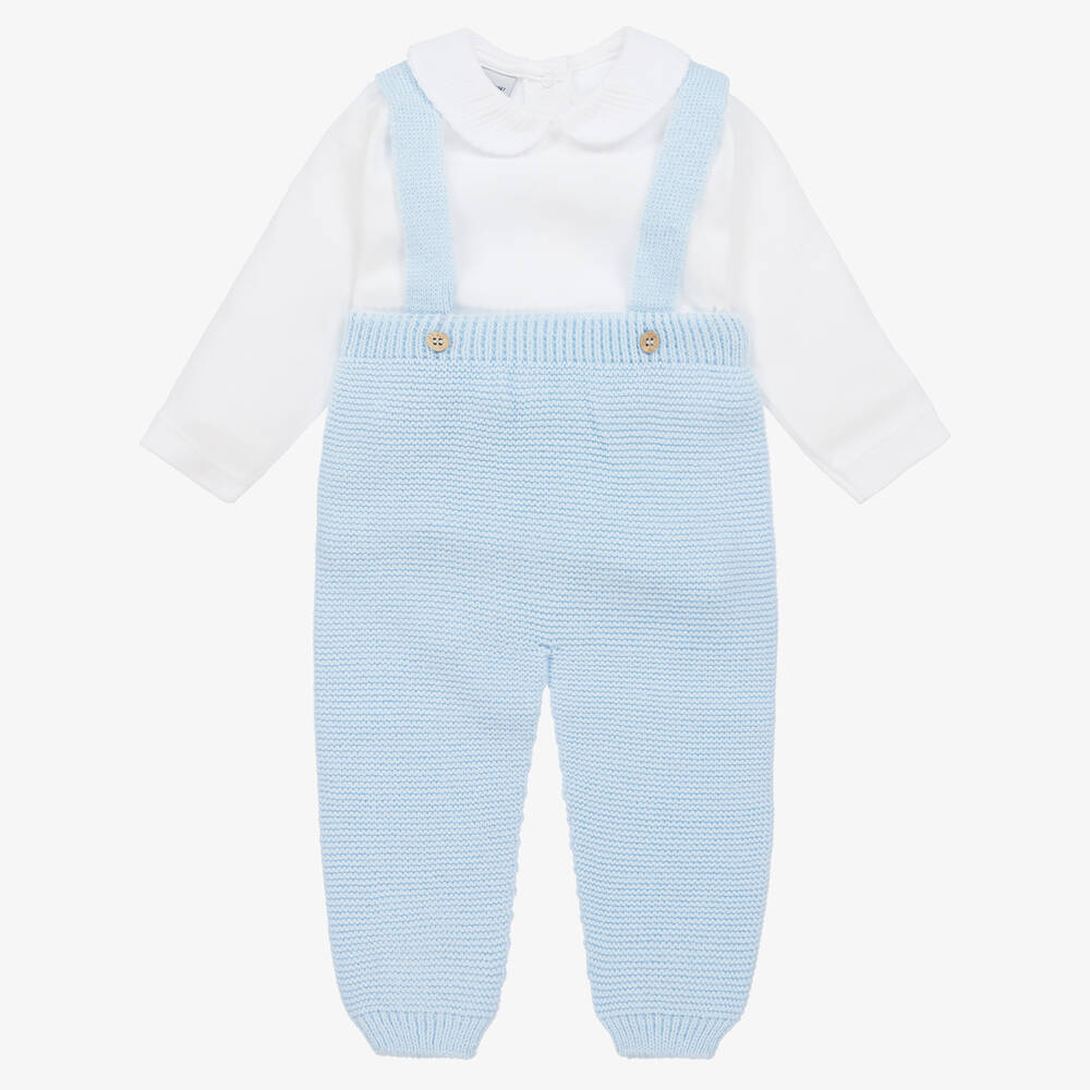 Babidu Babies' Boys Pale Blue Knitted Trousers Set