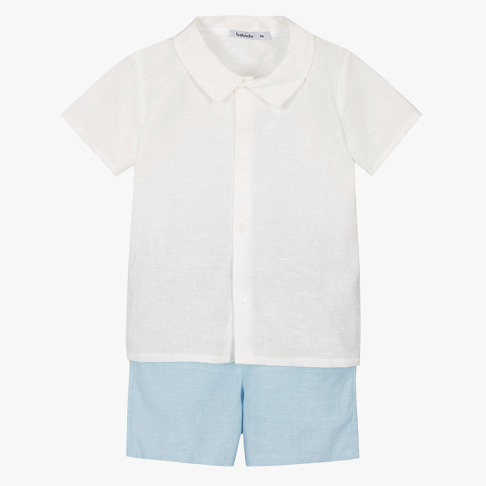 Babidu - Белая футболка и голубые шорты из хлопка для мальчиков | Childrensalon