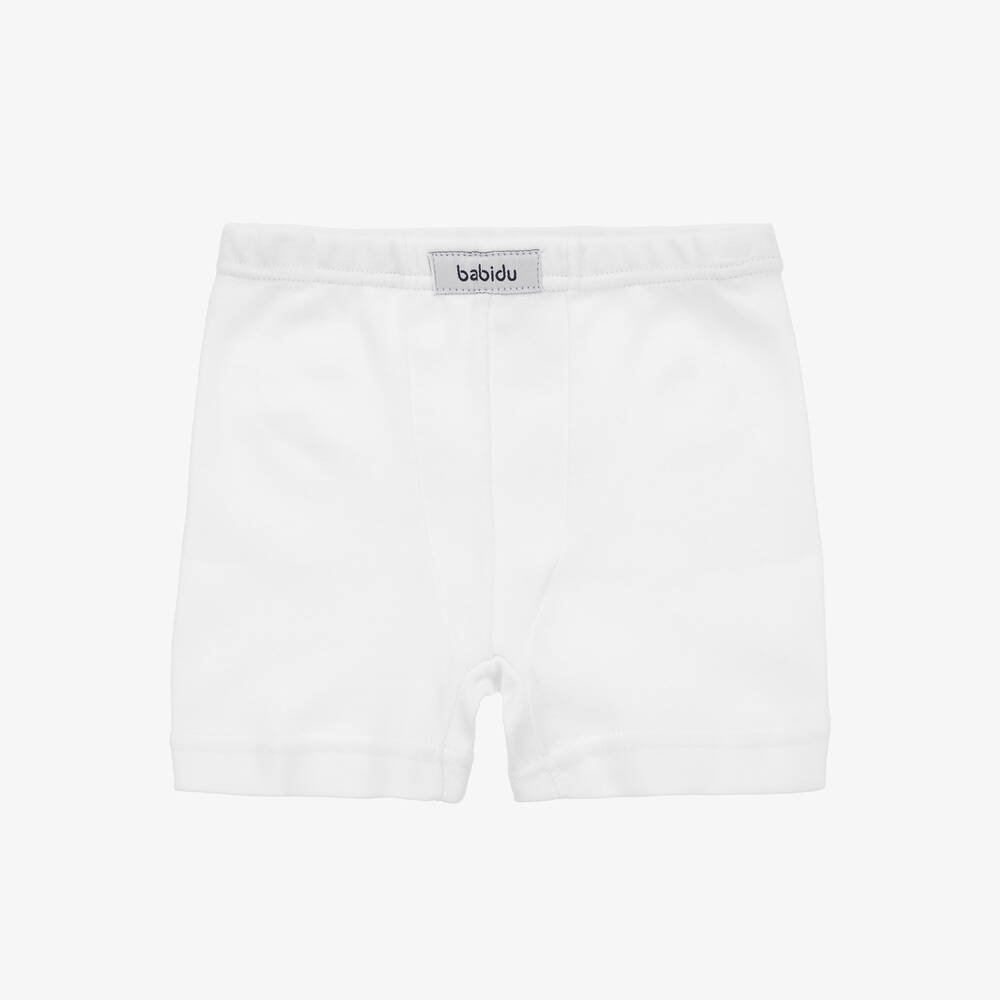 Babidu - Boys White Cotton Boxer Shorts | Childrensalon