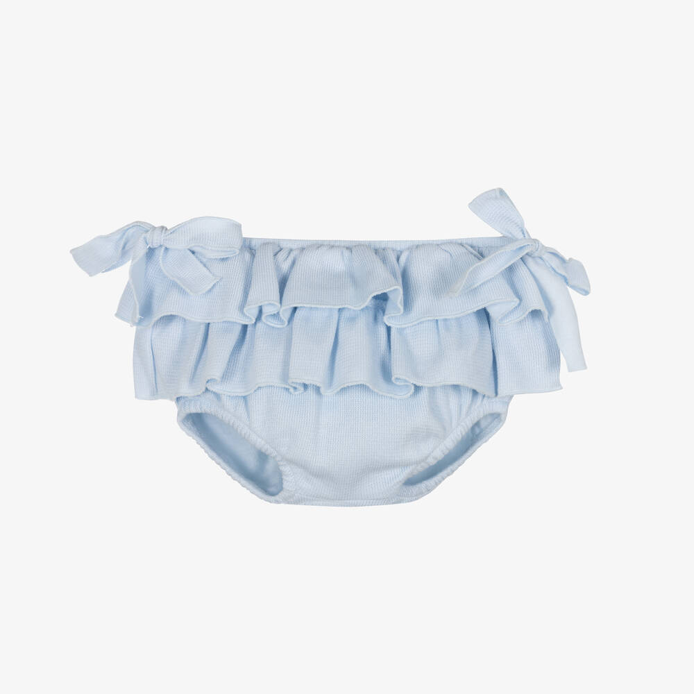 Babidu Babies' Girls Blue Cotton Knit Bloomer Shorts